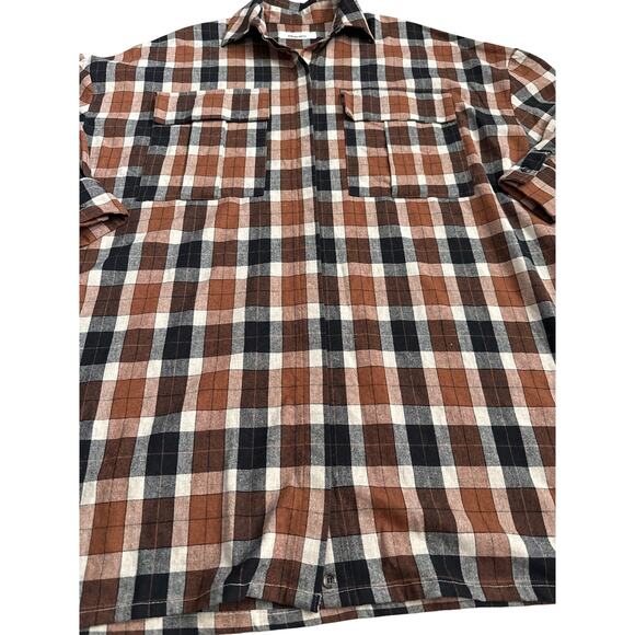 Circus Hotel Plaid Long Sleeve Button Down Shirt Dress Brown Size XL - Picture 5 of 10